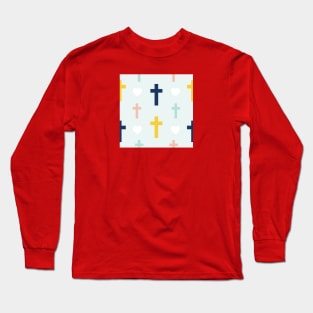 Colorful Cross Pattern Long Sleeve T-Shirt